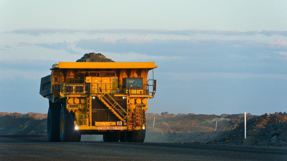 A lorry carrying coal at a mine in Australia