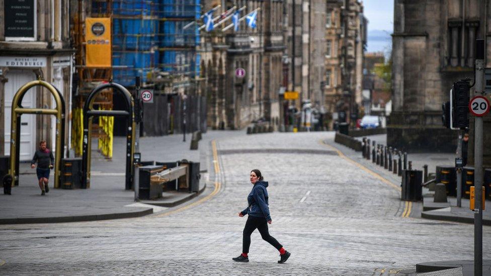 An empty Royal Mile in Edinburgh