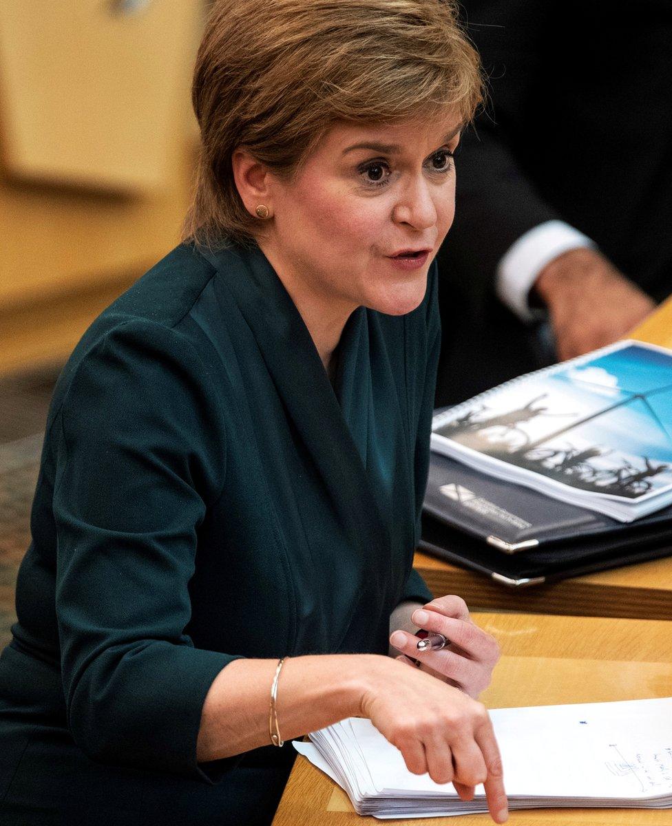 Scotland"s First Minister and leader of the Scottish National party, Nicola Sturgeon, presents her government"s programme to the Scottish Parliament in Edinburgh,