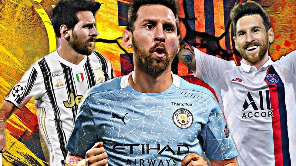 Messi-in-juventus-Man-city-and-PSG-shirts.