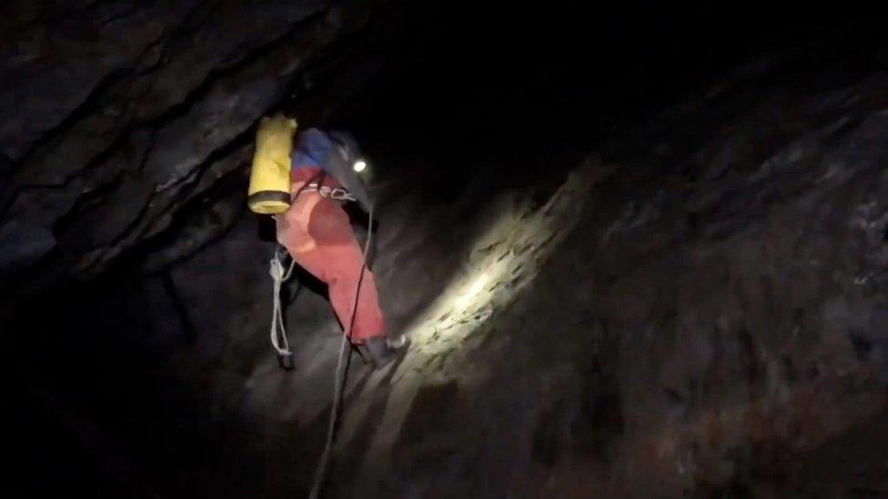 Ioan Lord abseiling