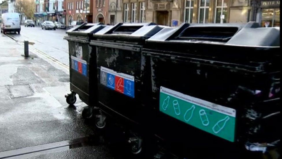 Communal recycling bins in Brighton and Hove