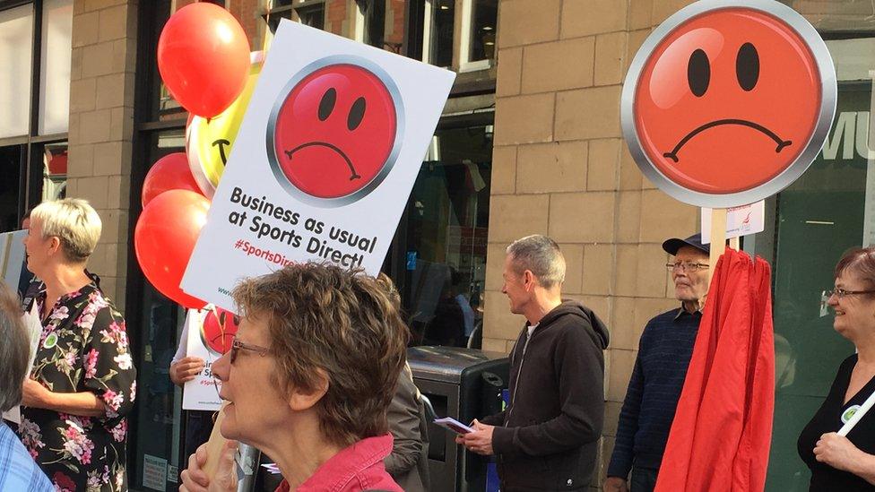 Protest outside Sports Direct store in Nottingham