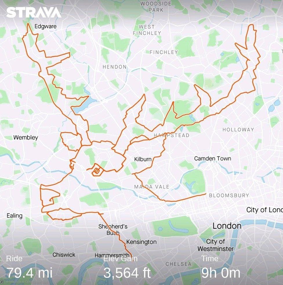 Virtual reindeer created by cyclist using app