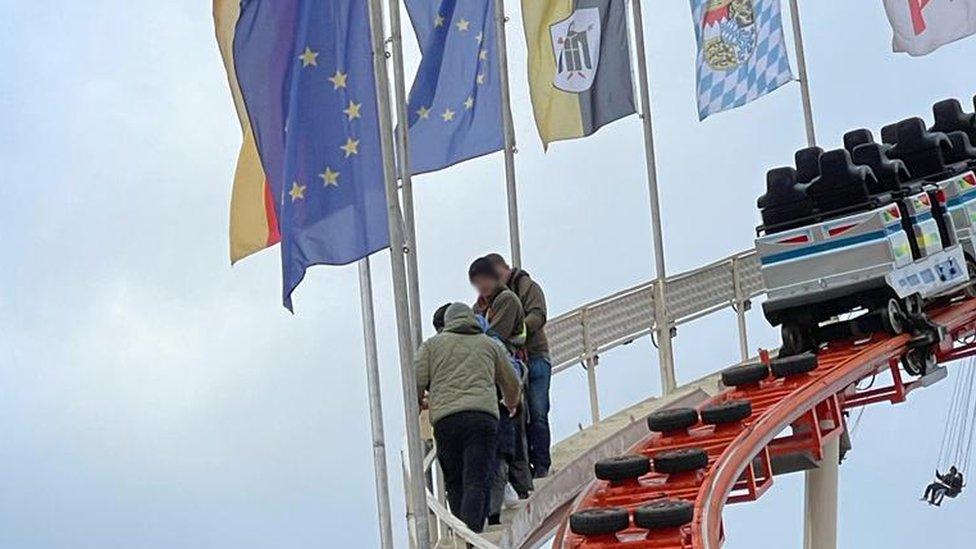 Riders were forced to walk down from the rollercoaster