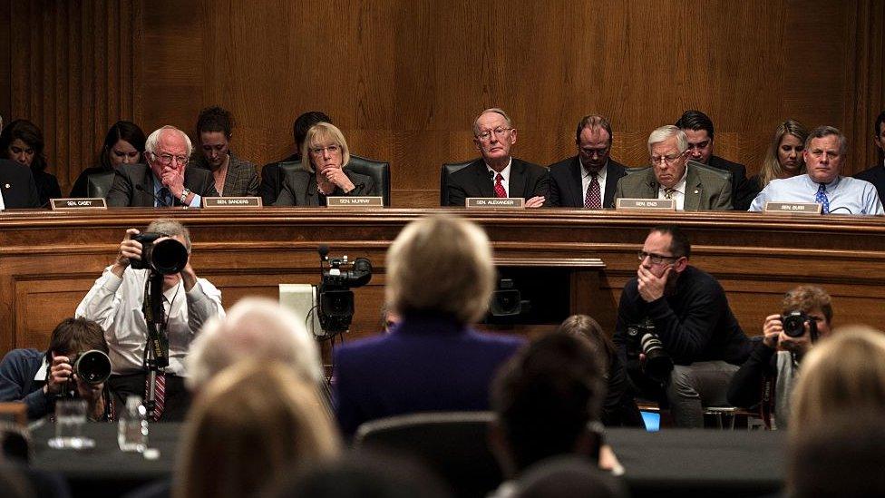 Betsy DeVos faces senators during her confirmation hearings.