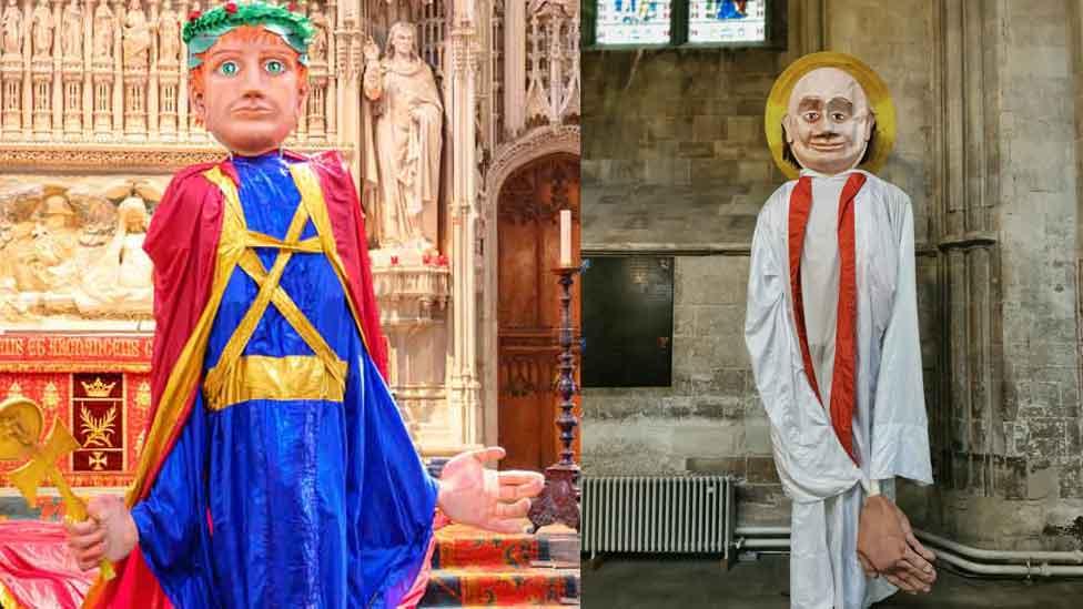 St Alban and St Amphibalus puppets