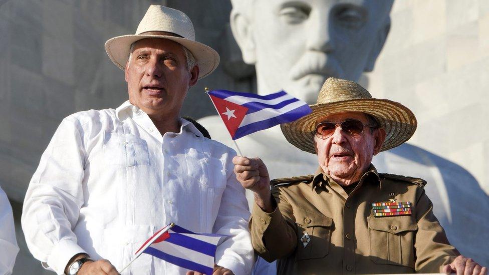 Miguel Díaz-Canel and Raúl Castro