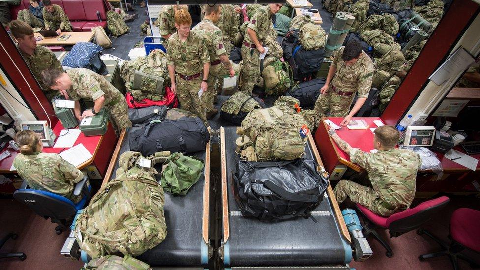 Soldiers preparing to leave RAF Brize Norton