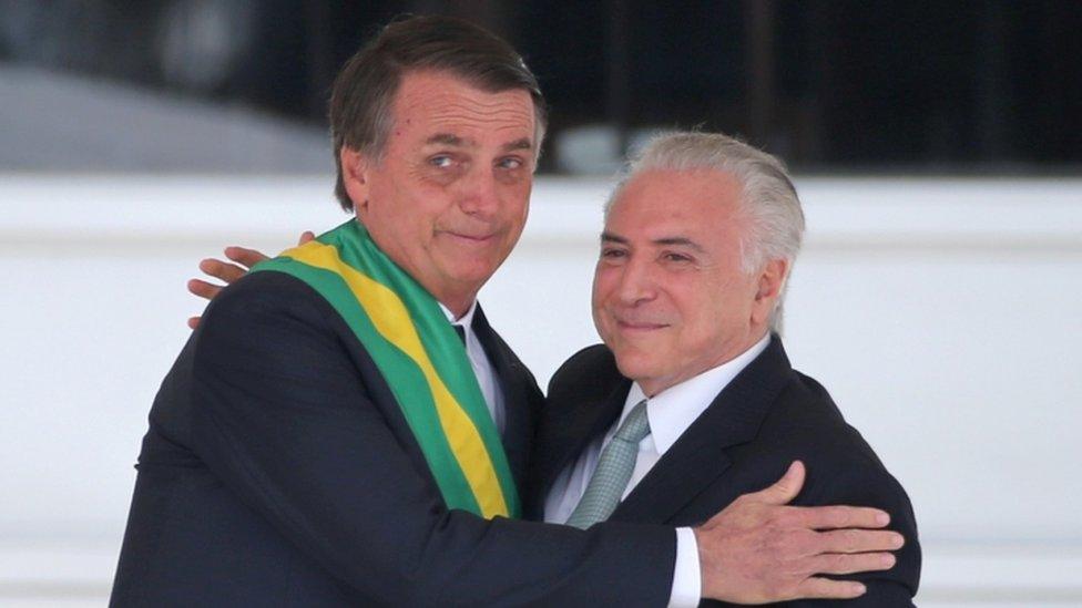 Jair Bolsonaro and Michel Temer at the inauguration