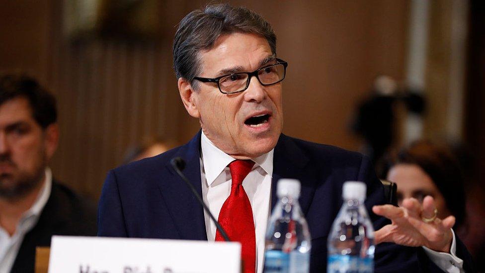 Rick Perry talks during his energy secretary confirmation hearings.