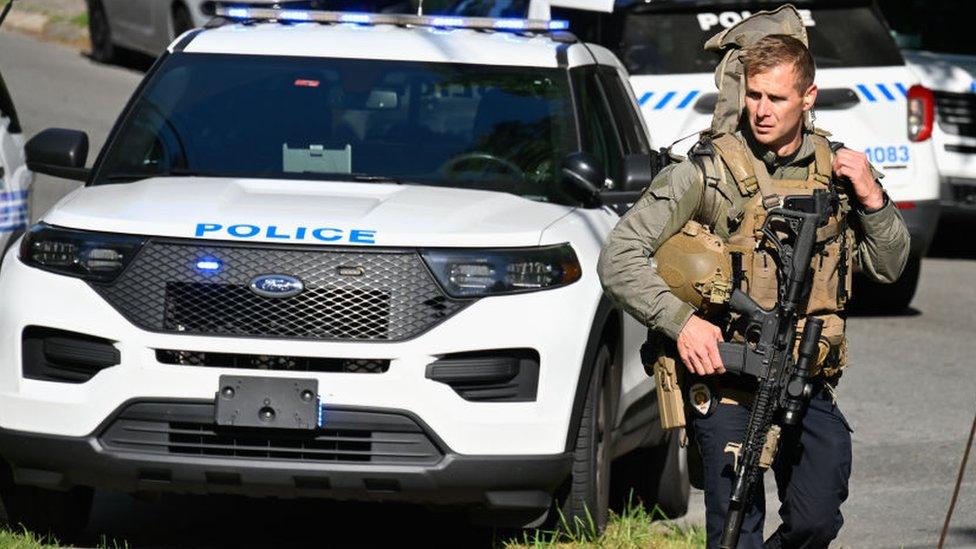 Law enforcement at the siege in Charlotte, North Carolina, on 29 April 2024