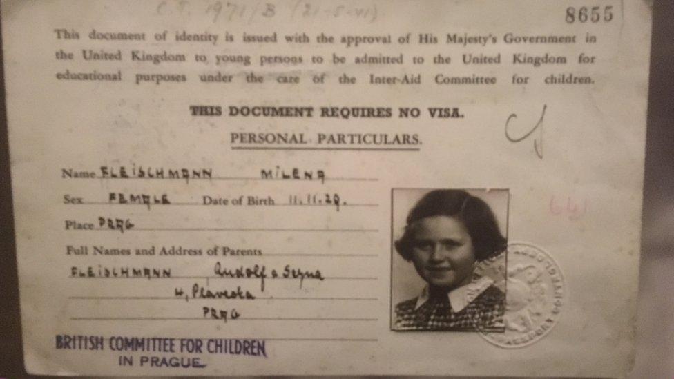 Lady Milena Grenfell-Baines' travel document as a child