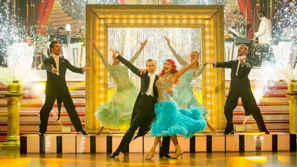 Dianne Buswell and Joe Sugg taking part in Saturday's Strictly Come Dancing live show from Blackpool on BBC One