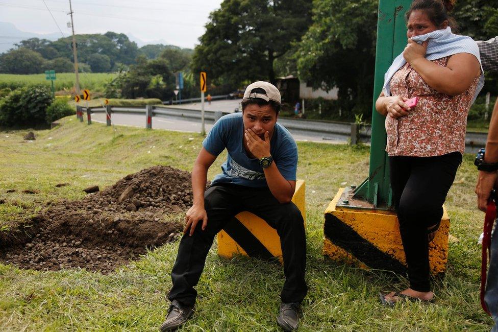 Displaced people in an area affected by the eruption of Fuego volcano