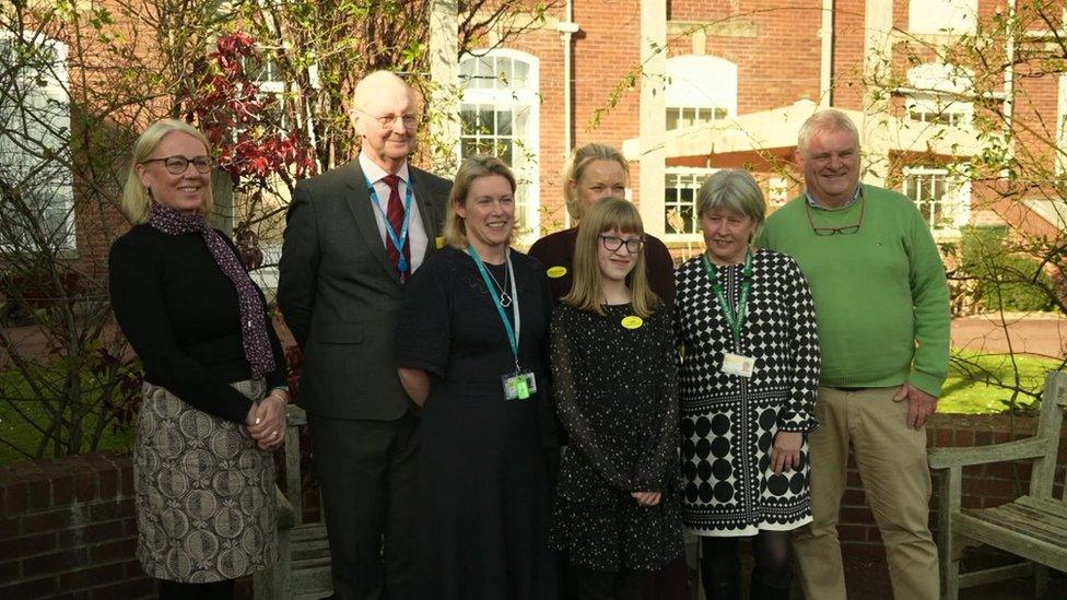 Lottie with Torbay and South Devon NHS Foundation Trust staff