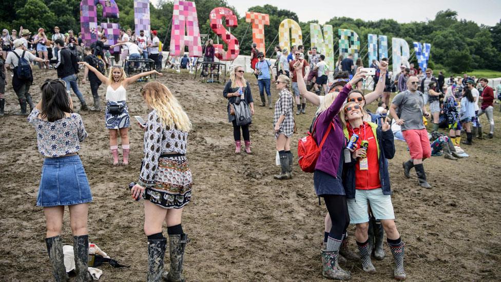 Festival goers at Glastonbury 2016