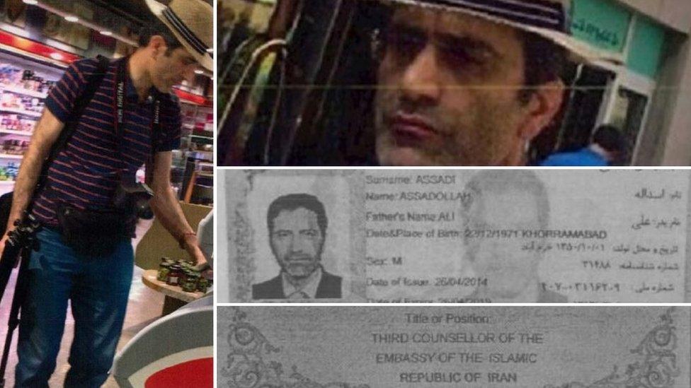 Pictures of Assadi were take in Luxembourg by the country's intelligence and his passport shows his position in the Vienna embassy