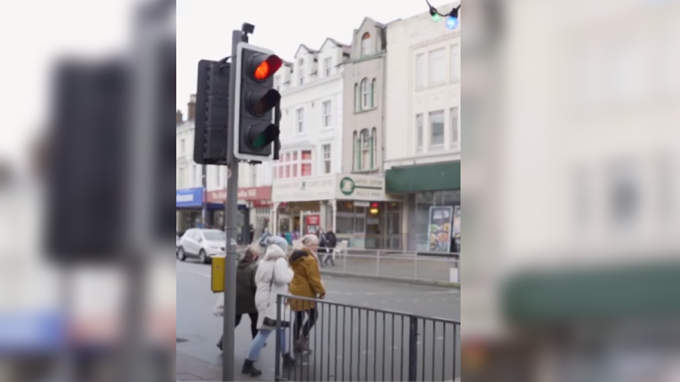 A pedestrian crossing on Mostyn Street, Llandudno