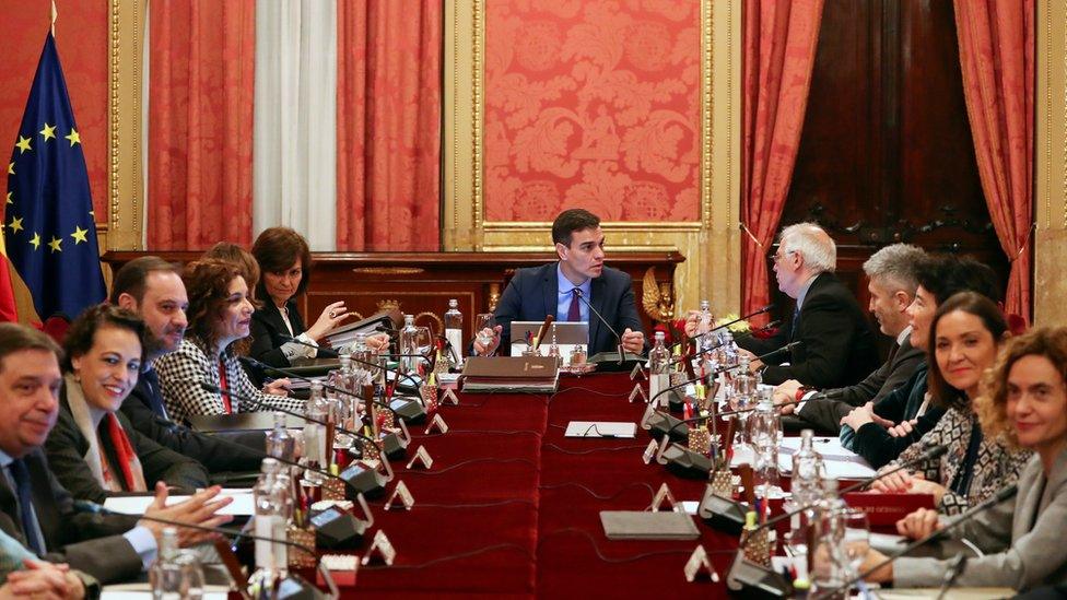 Prime Minister Pedro Sanchez holds a weekly cabinet meeting in Barcelona, December 21 2018