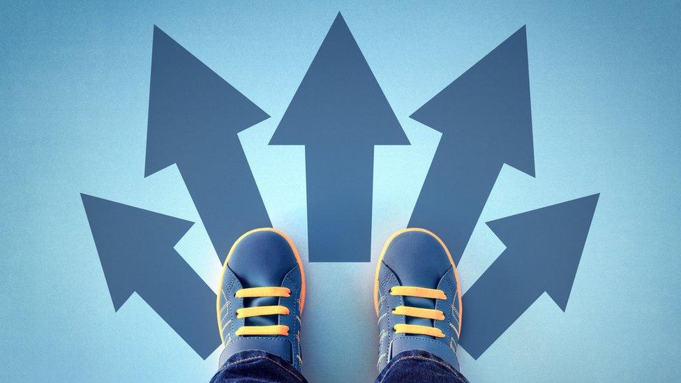 A picture of a pair of shoes with arrows pointing in different directions