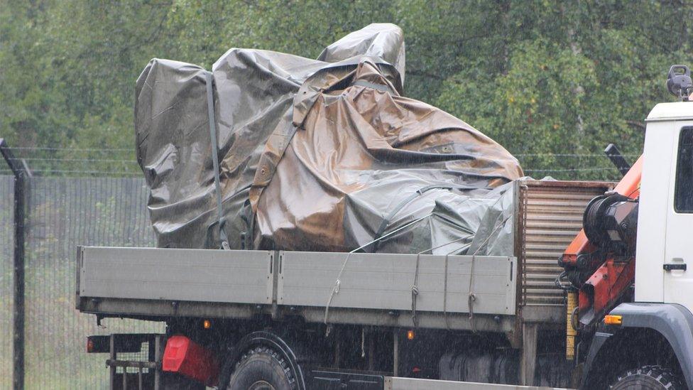 Plane crash wreckage being taken to the AAIB in Farnborough