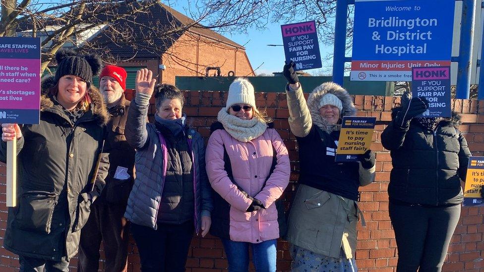 Nurses on the picket line in Bridlington