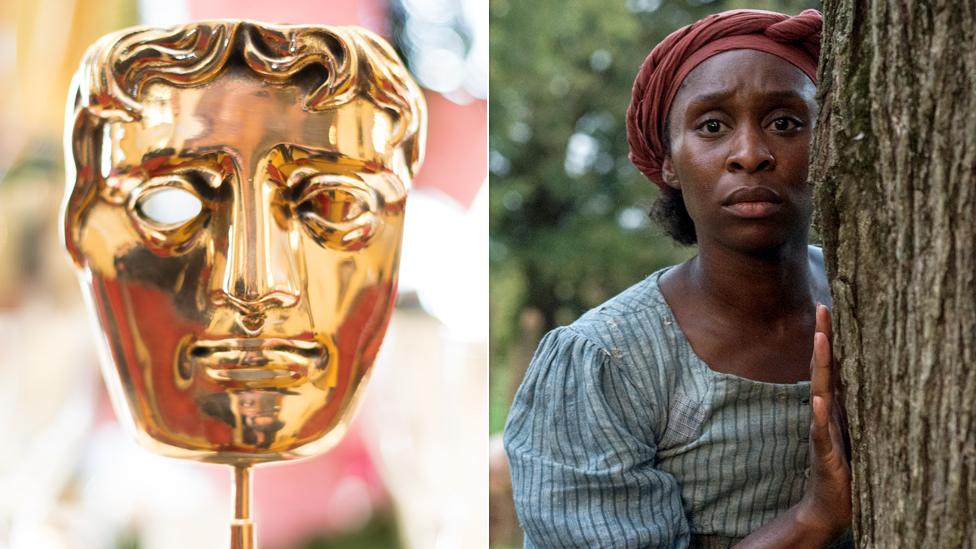 Bafta trophy and Cynthia Erivo