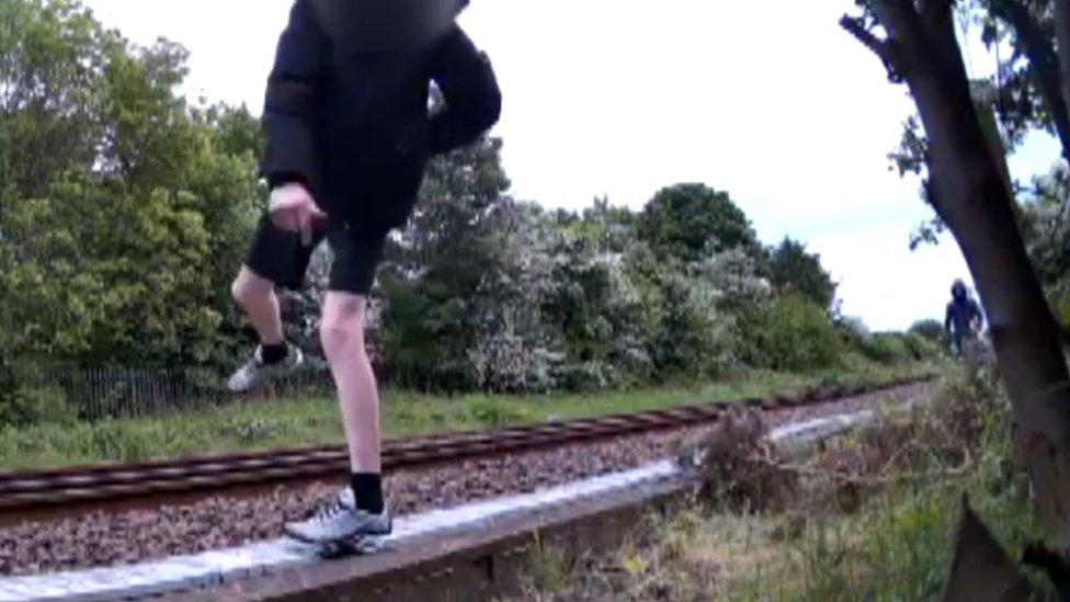 Children on rail tracks