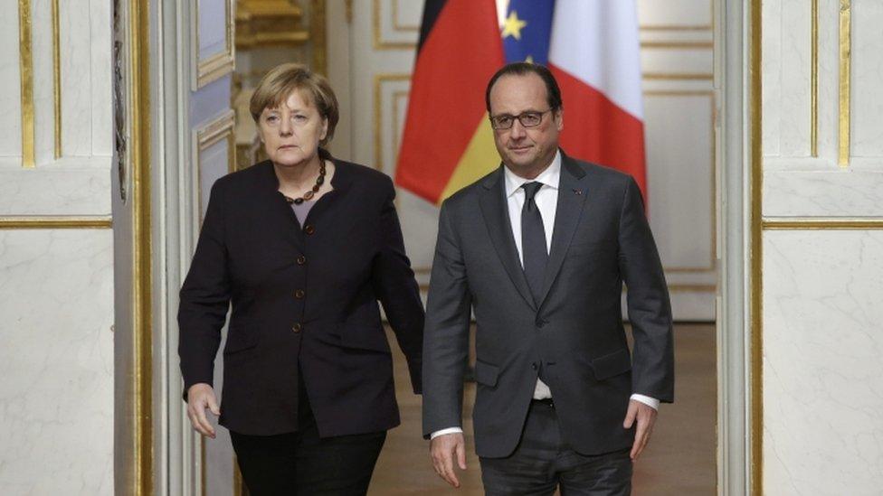 German Chancellor Angela Merkel and French President Francois Hollande