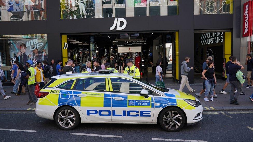 There has been a large police presence on Oxford Street this afternoon