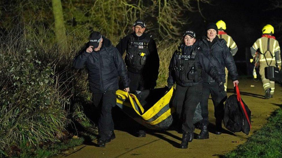 Emergency workers at the scene in Babbs Mill Park in Kingshurst