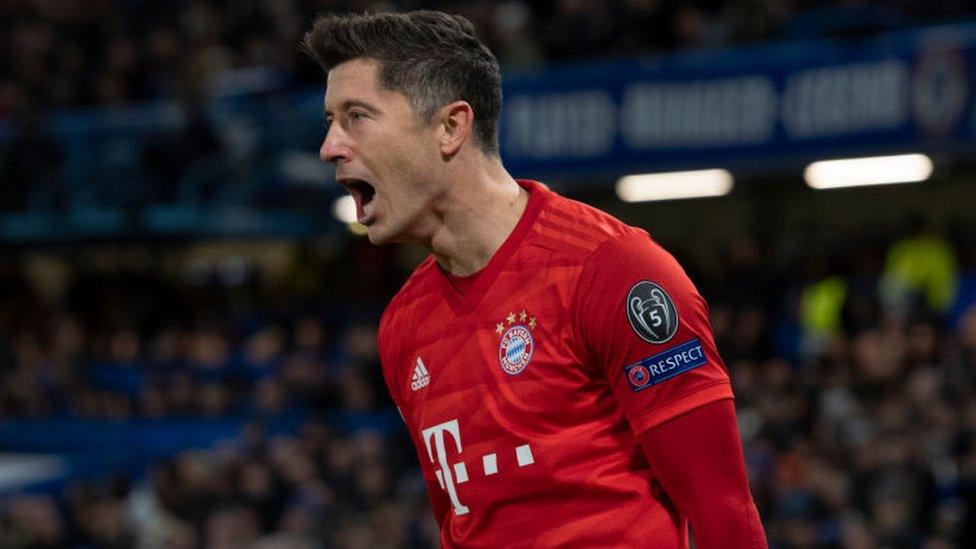 Robert Lewandowski celebrates a goal