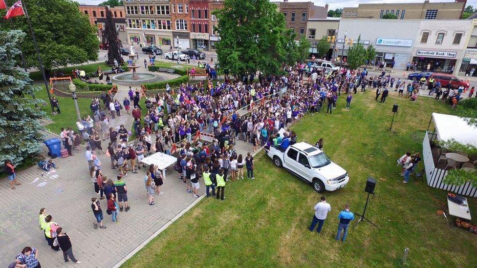 A walk out of Woodstock High School