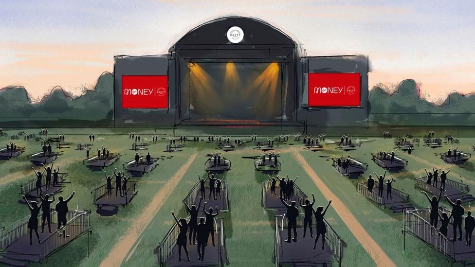 A mock-up of the fans on platforms at the Virgin Money Unity Arena in Newcastle