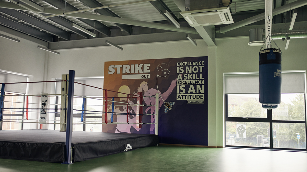 Boxing ring at Hide Out Youth Zone