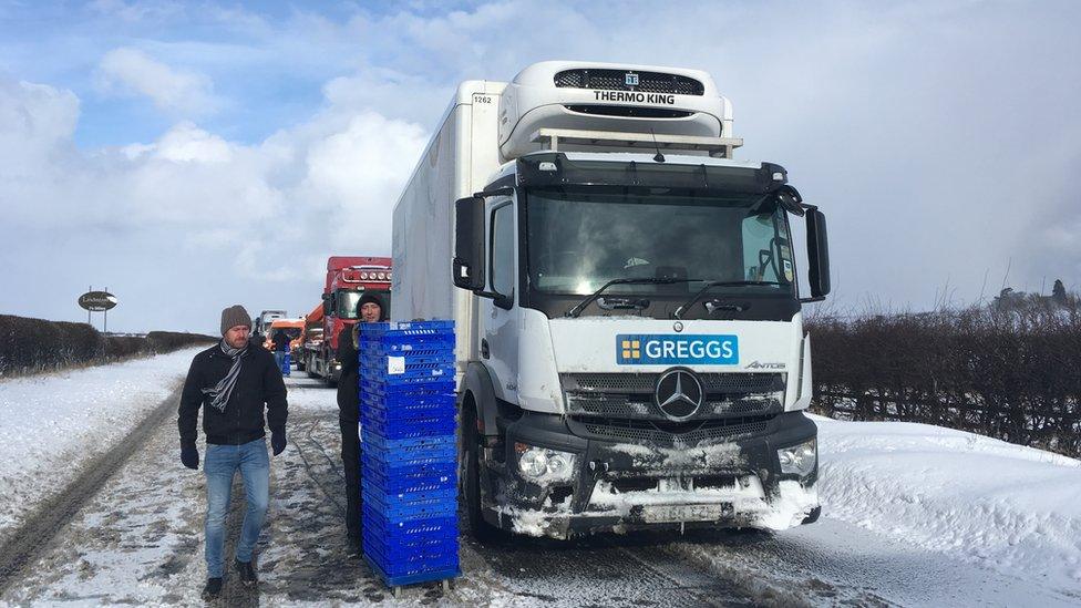 Greggs truck in the snow