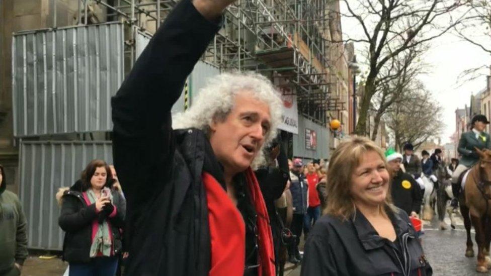 Brian May in Wind Street to see The Three Counties hunt get underway