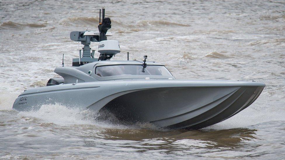 Unmanned military boat on Thames