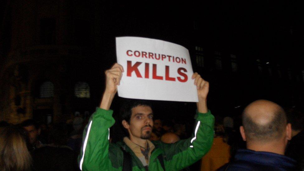 Protesters in Bucharest