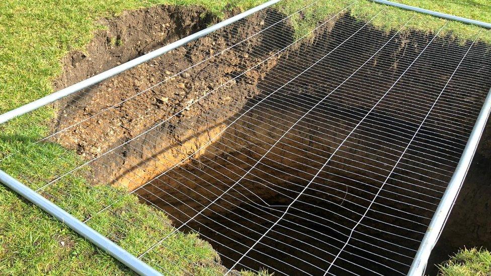 Sinkhole in Frere Road Park, Norwich