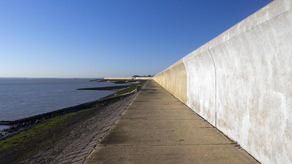 A sea wall on Canvey Island