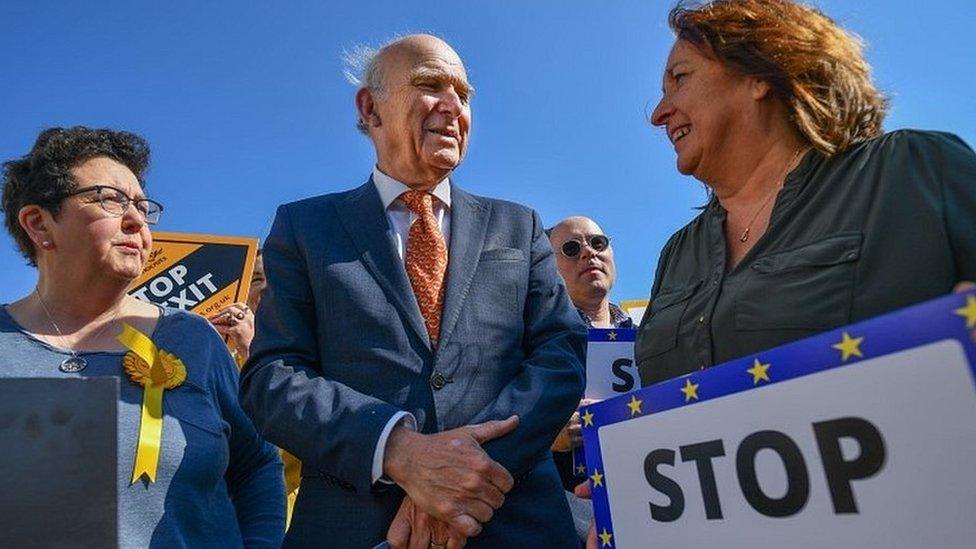 Sir Vince Cable with Lib Dem campaigners in Scotland