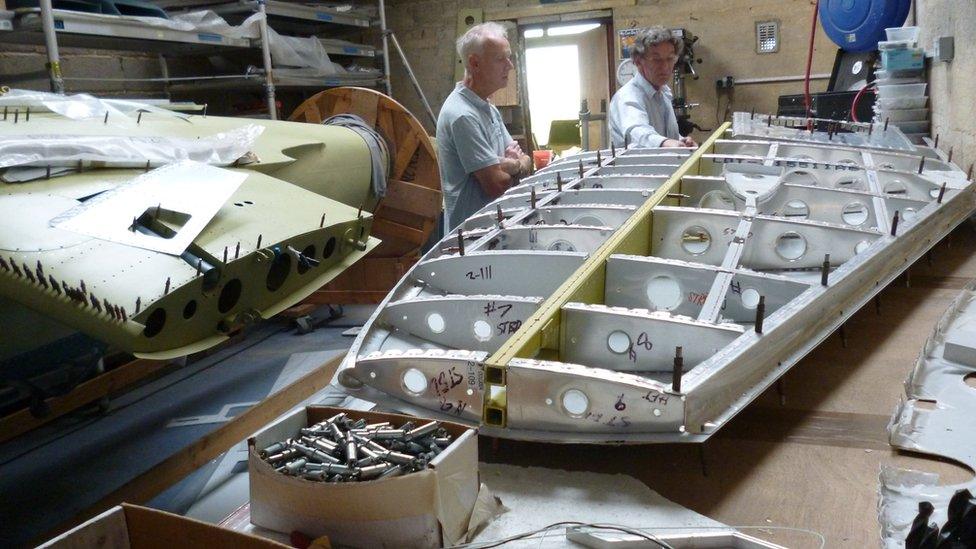 Steve building the plane