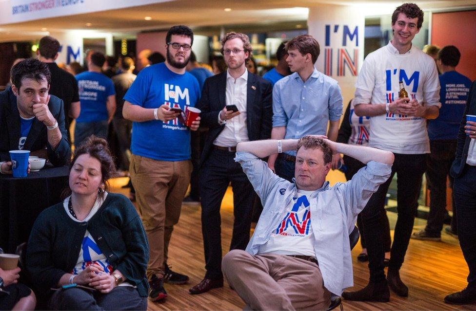 Remain voters looking concerned on the night of the referendum