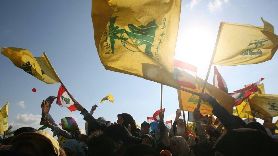 Lebanon's Hezbollah supporters in "Victory over Israel" rally in 2006