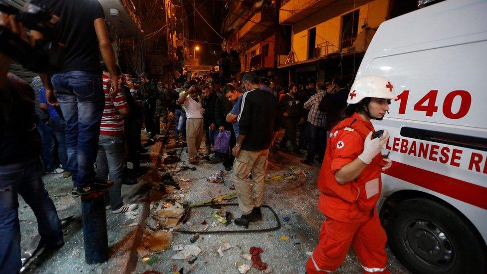 Aftermath of twin suicide bomb attack in Beirut, Lebanon (12 November 2015)