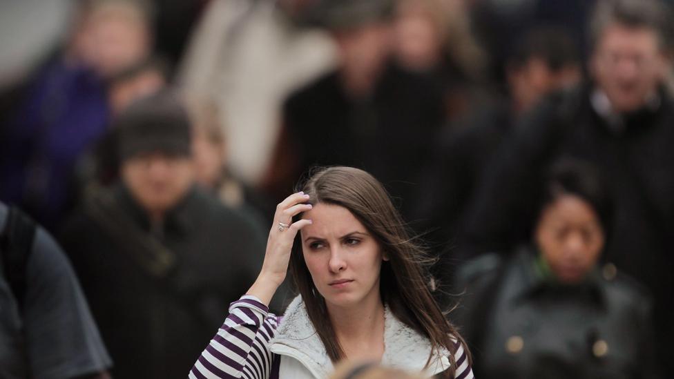 Woman in crowd, Chicago