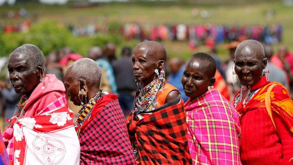 Indigenous Maasai women, who are members of the Keekonyokie Community Trust, attend a "mlolongo" queue to vote in the Trust's leadership elections, before dividing the 2,800-acre prime land in Kibiko near Ngong in the outskirts of Nairobi, Kenya May 24, 2024.