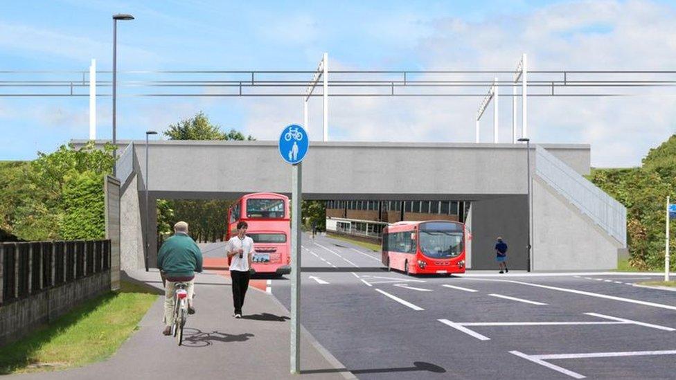 An artist's impression of how Gipsy Patch Lane in Bristol will look when the new bridge is in place